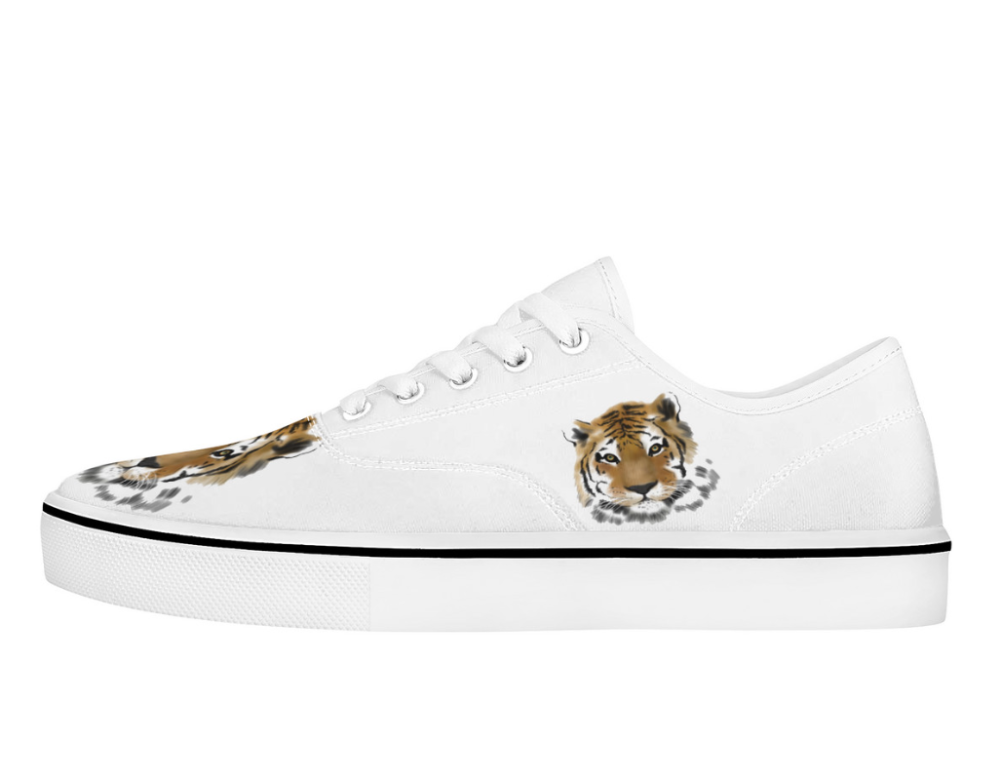Realistic Tiger Portrait Canvas Sneakers